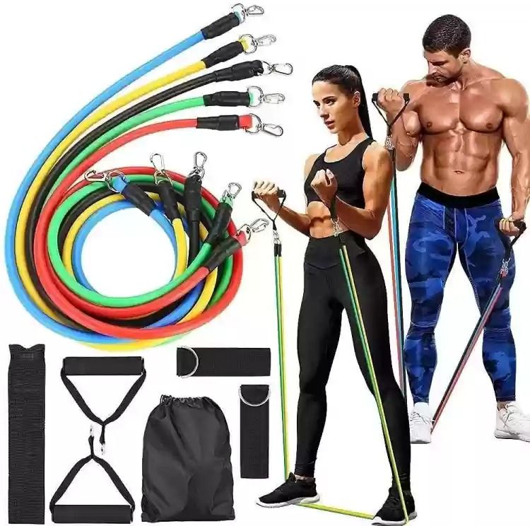 11 Pieces Fitness Resistance Band Crossfit ropes Latex Tube Pedal Training Exercise Yoga