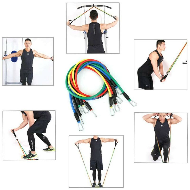 11 Pieces Fitness Resistance Band Crossfit ropes Latex Tube Pedal Training Exercise Yoga