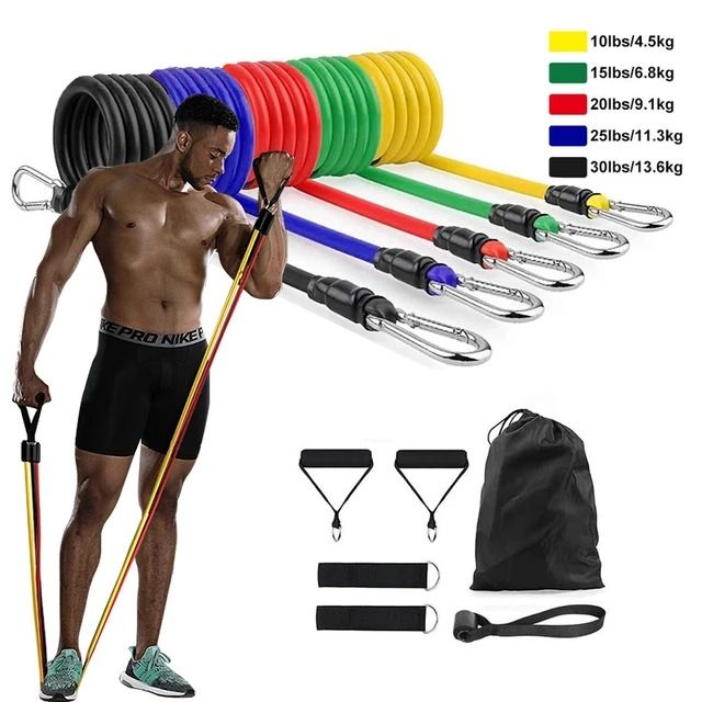 11 Pieces Fitness Resistance Band Crossfit ropes Latex Tube Pedal Training Exercise Yoga