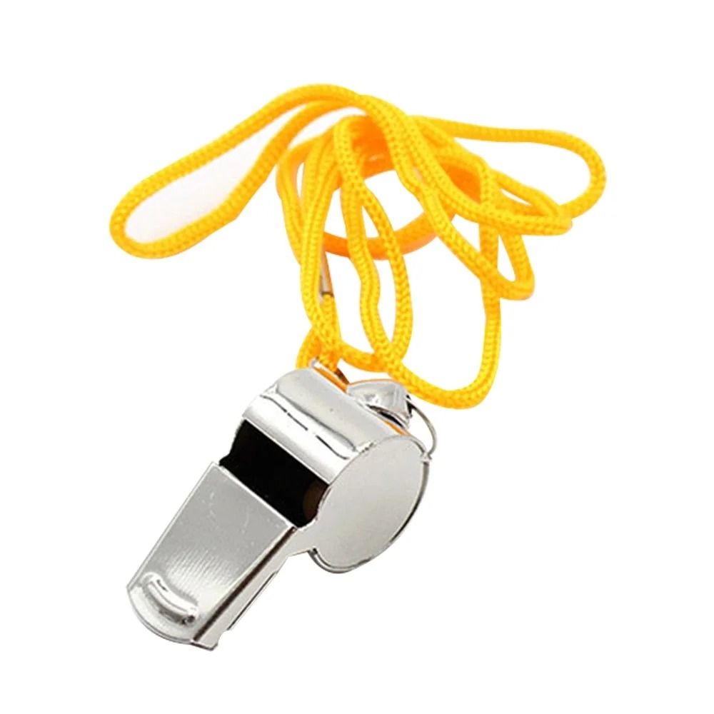 New Metal Whistle & Lanyard Security Safety Emergency Survival Hiking Camping