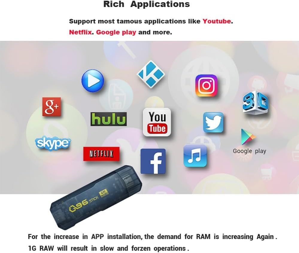 Q96 TV Stick Android TV Stick 4K Smart TV Stick 1 GB - 8GB Internal Wi-Fi TV Stick with IR Remote Control (2.4G WiFi)