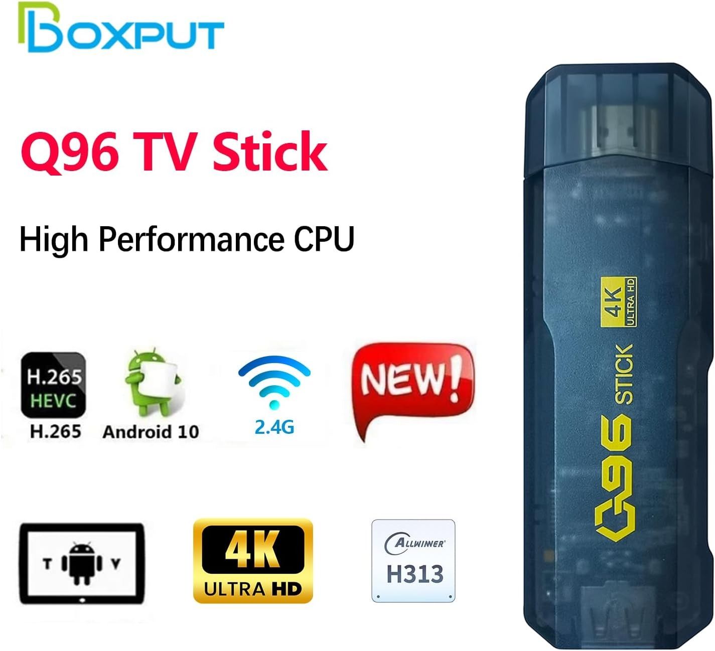 Q96 TV Stick Android TV Stick 4K Smart TV Stick 1 GB - 8GB Internal Wi-Fi TV Stick with IR Remote Control (2.4G WiFi)