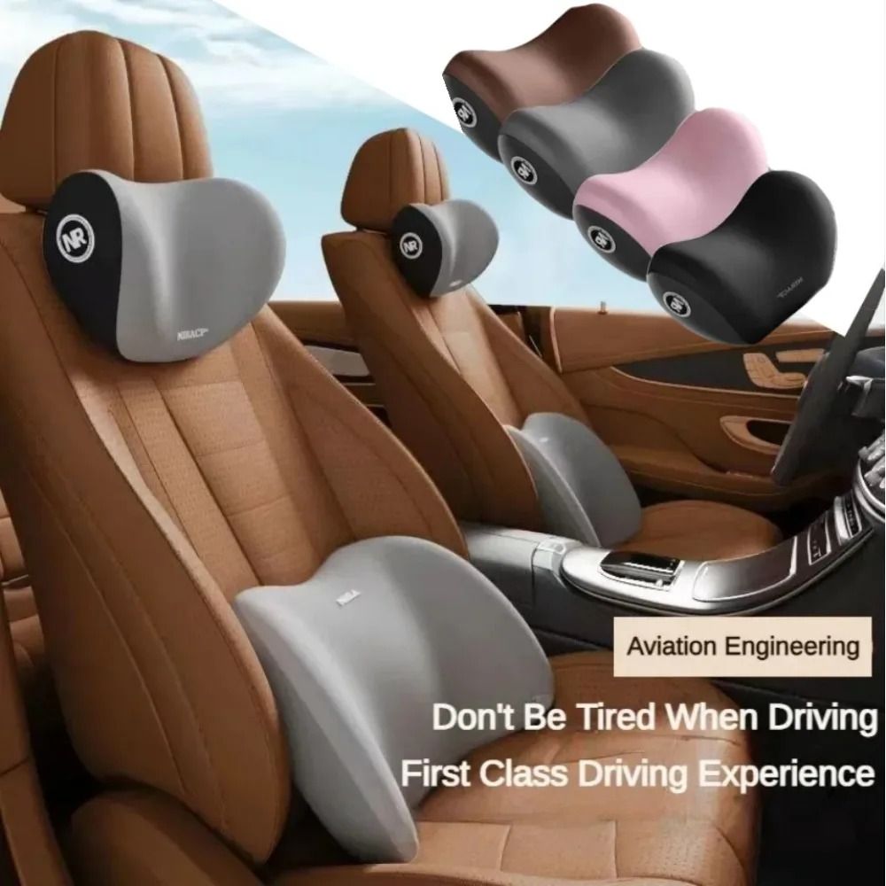 2PC Universal Car Lumbar Support Headrest Neck Pillow Support Lumbar Foam Neck Car Support Memory Pillows Back Cushion Pillow