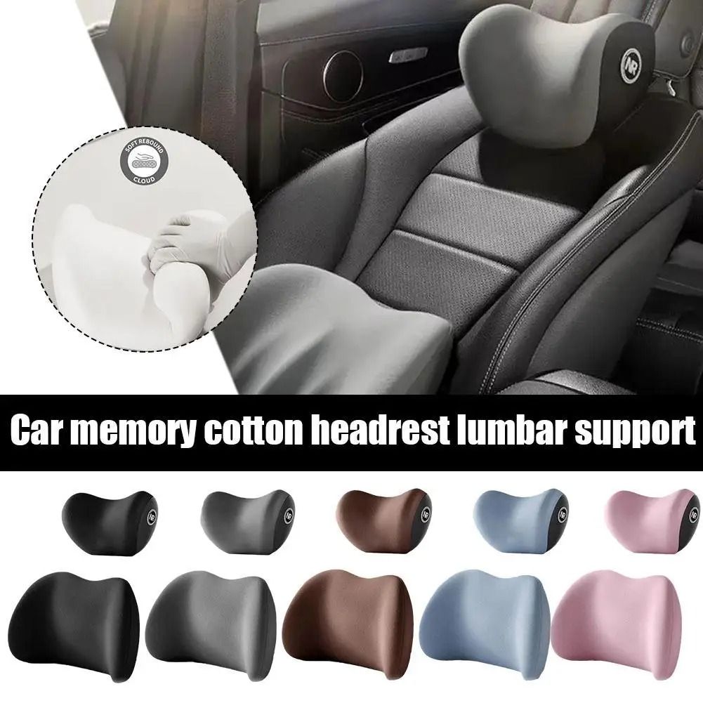 2PC Universal Car Lumbar Support Headrest Neck Pillow Support Lumbar Foam Neck Car Support Memory Pillows Back Cushion Pillow
