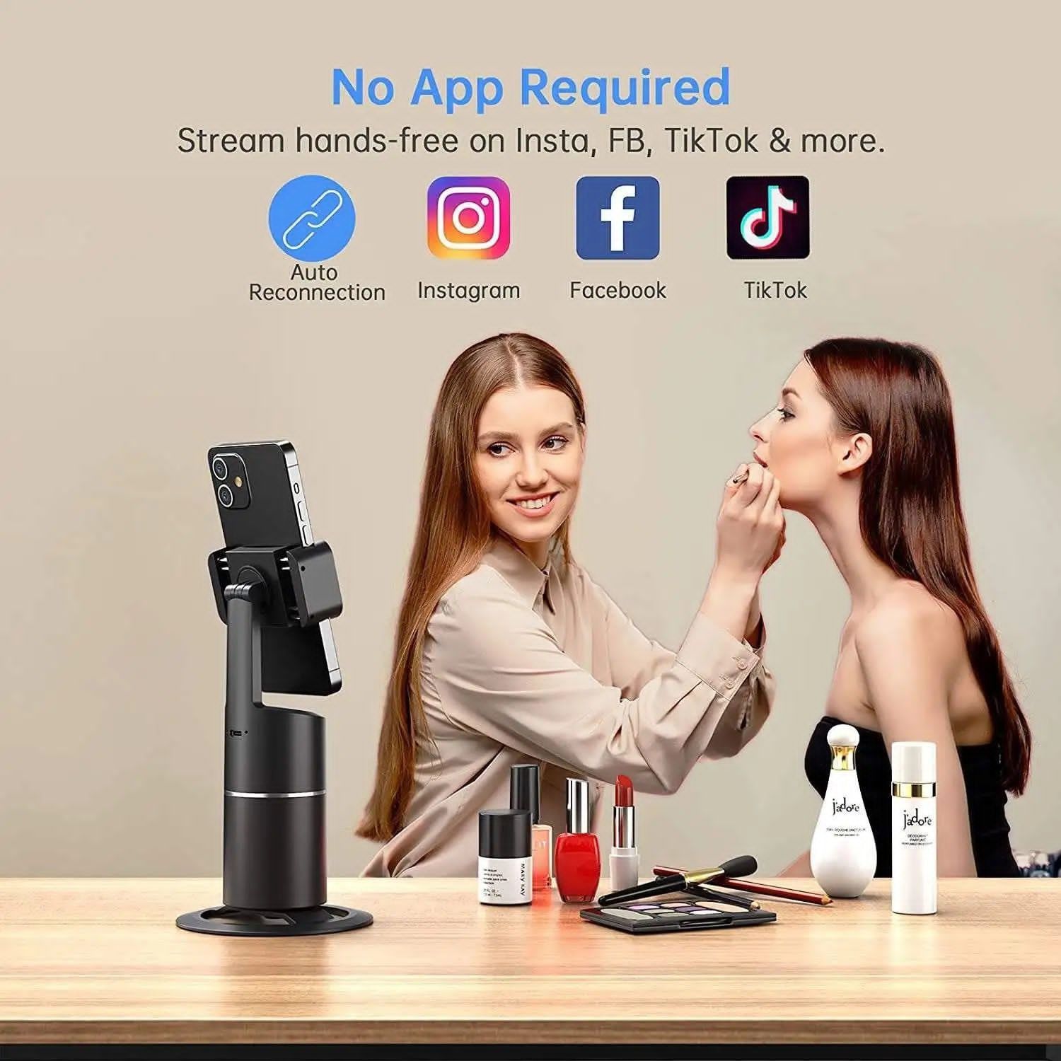 Auto Face Tracking Stand No App 360° Rotation Phone Mount Smart Shooting Gimble Stabilizer For Phone Live Vlog Streaming Video