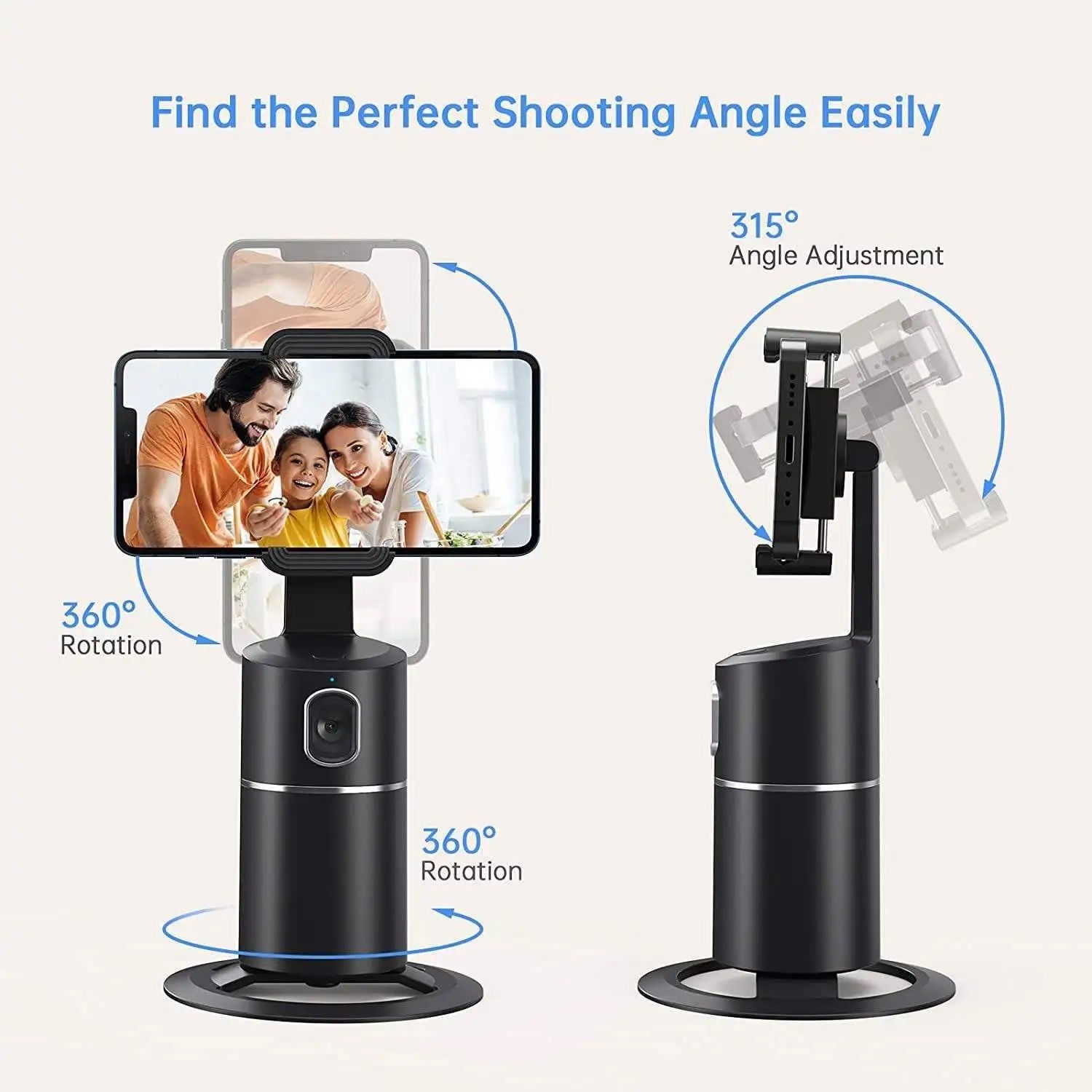 Auto Face Tracking Stand No App 360° Rotation Phone Mount Smart Shooting Gimble Stabilizer For Phone Live Vlog Streaming Video