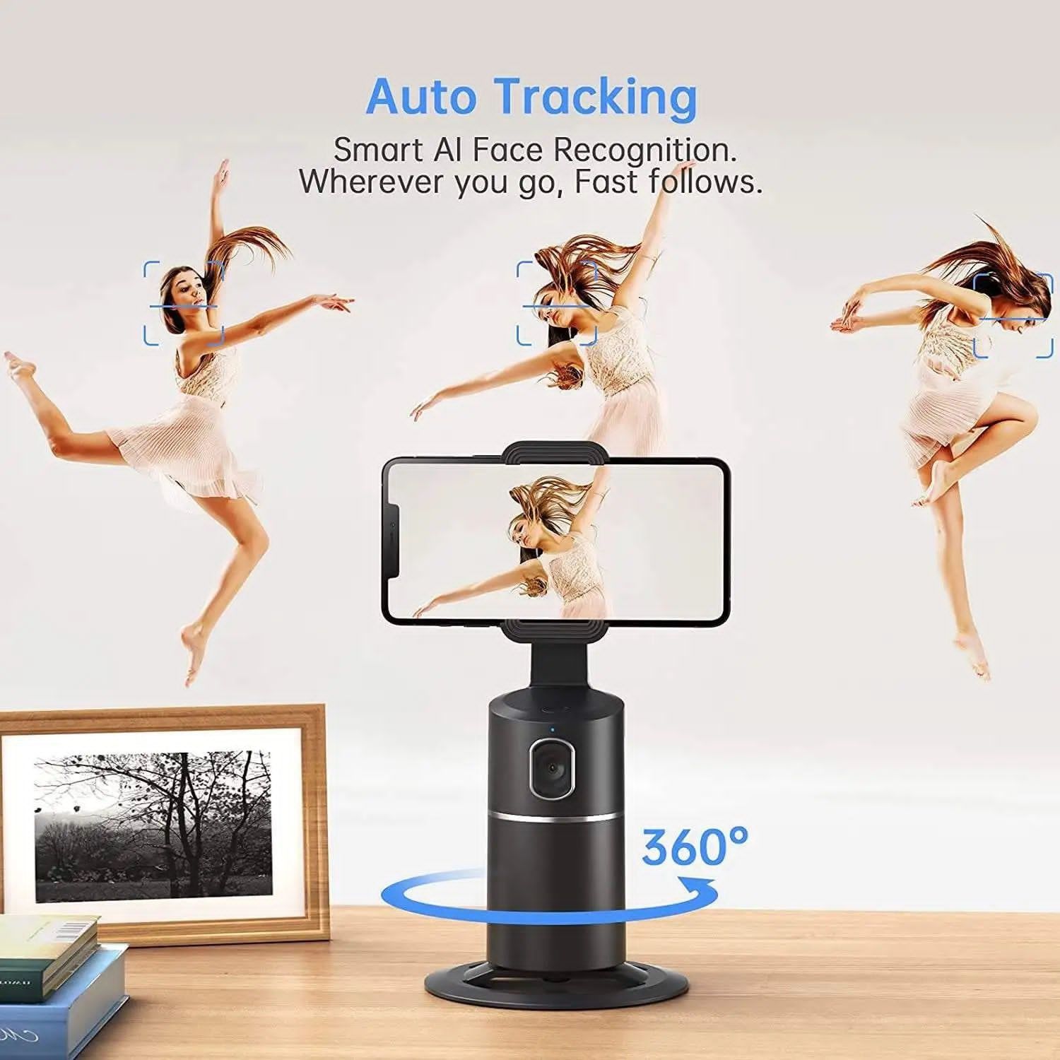 Auto Face Tracking Stand No App 360° Rotation Phone Mount Smart Shooting Gimble Stabilizer For Phone Live Vlog Streaming Video