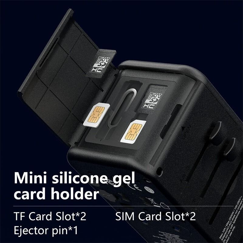 65W 5-Port USB PD Charger USB-A+4USB-C PD Fast Charging Wall Charger Adapter EU/US/UK/AU Switchable Plug with Card Holder Storage Slot Multifunctional Travelling Charger Adapter