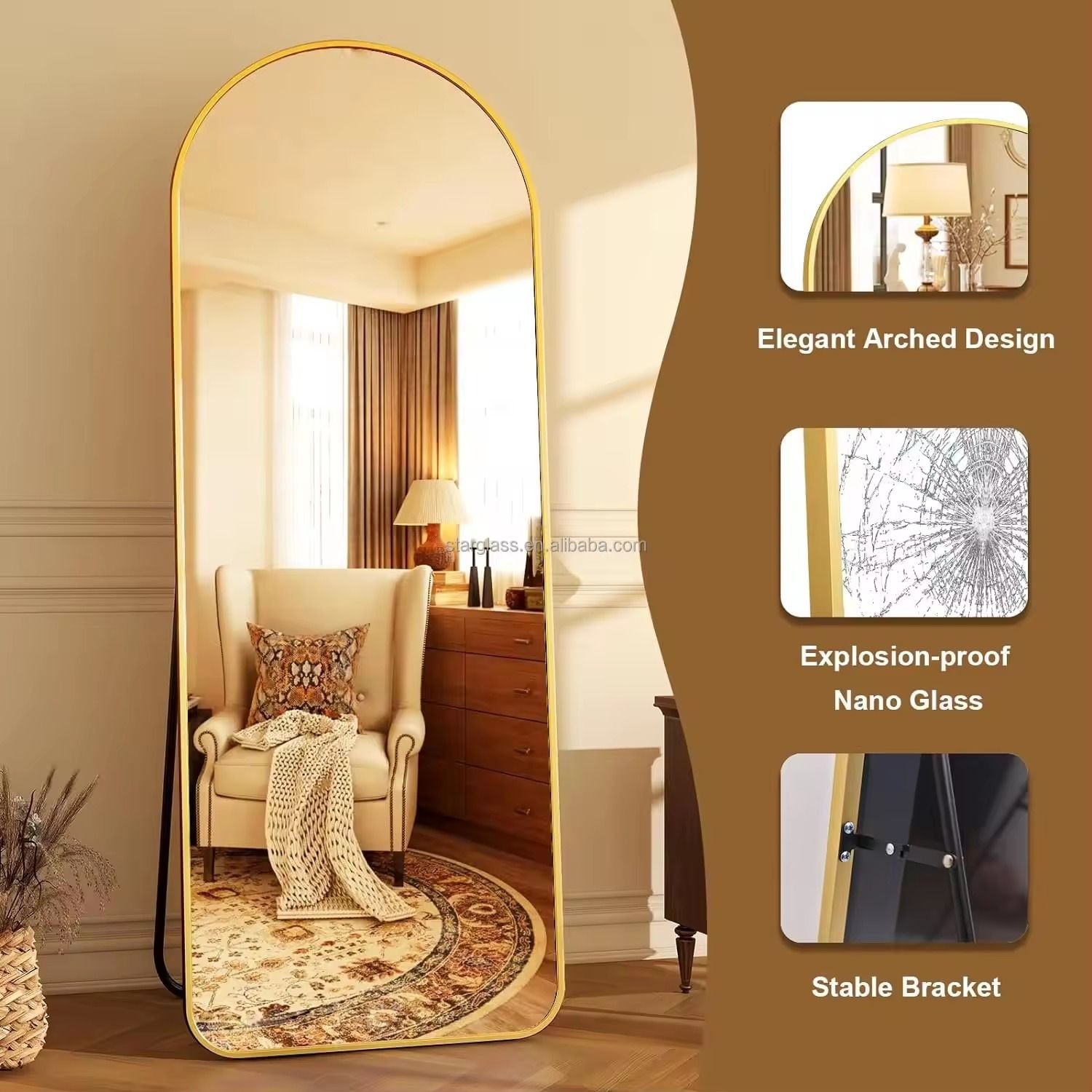 Home Decor Living Room Unbreakable Full-length Body Dressing Mirror Big Length Floor Wall Standing Dressing Mirror For Makeup