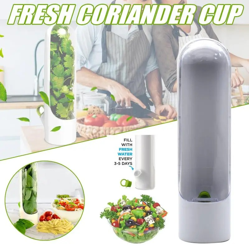 Herb Storage Capsule Case Fresh-Keeping Box Cup Type Food Storage Container Vegetable Preservation Bottle For Dill Coriander