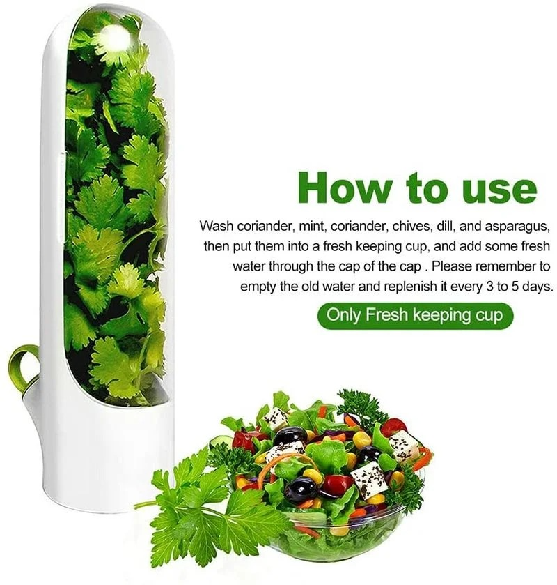 Herb Storage Capsule Case Fresh-Keeping Box Cup Type Food Storage Container Vegetable Preservation Bottle For Dill Coriander