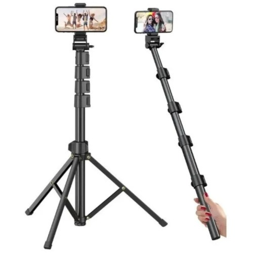 1.5 Mtrs (61-inch) Heavy Duty Aluminum Extendable Cell Phone Tripod Stand Selfie Stick 2 in1 Tripod