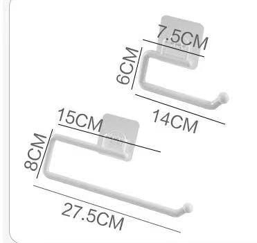 2PC Roll Holder Wall-Mounted Towel Rack Kitchen Rag Rod Multifunctional Household Toilet Roll Paper Rack Hook Rack Storage Supplies White Toilet Paper Rack Brackets