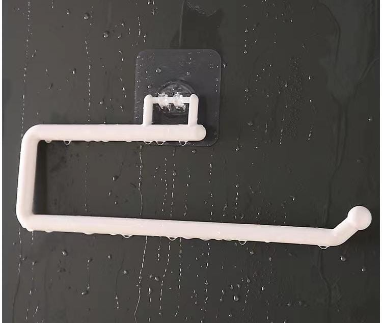 2PC Roll Holder Wall-Mounted Towel Rack Kitchen Rag Rod Multifunctional Household Toilet Roll Paper Rack Hook Rack Storage Supplies White Toilet Paper Rack Brackets