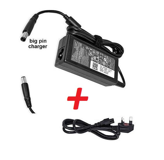 DELL LAPTOP CHARGER ADAPTER- 19.5V 4.62A - BIG PIN + Free Power Cable