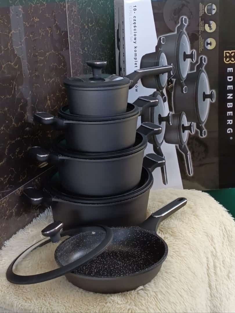 Edenberg 10-Piece Black Cookware Set