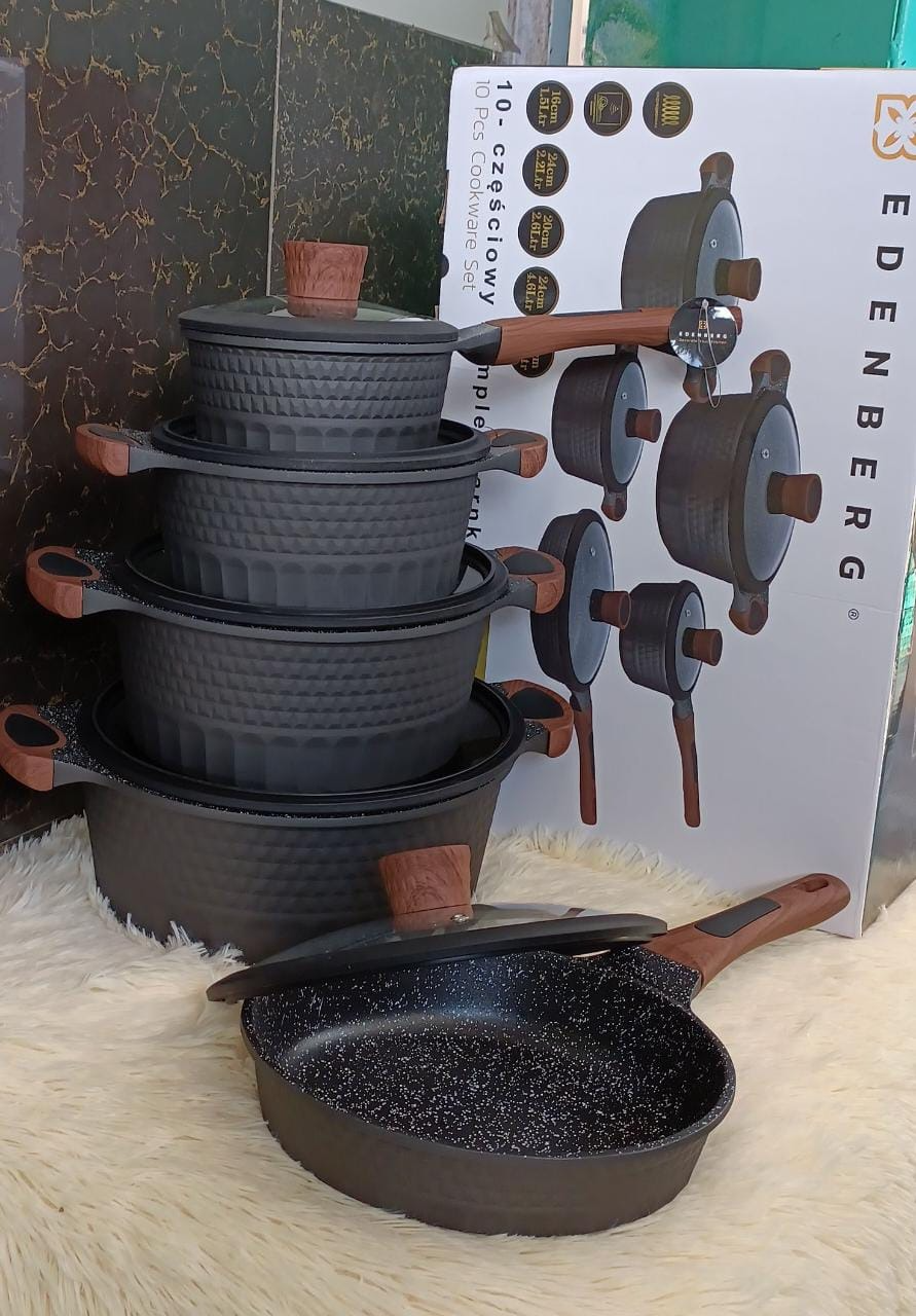 Edenberg 10-Piece Black Cookware Set