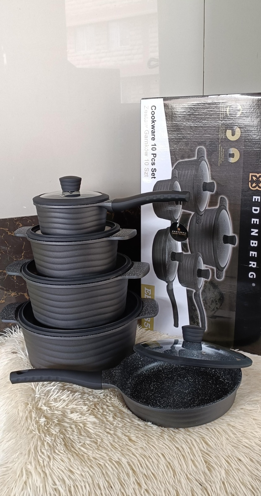 Edenberg 10-Piece Black Cookware Set