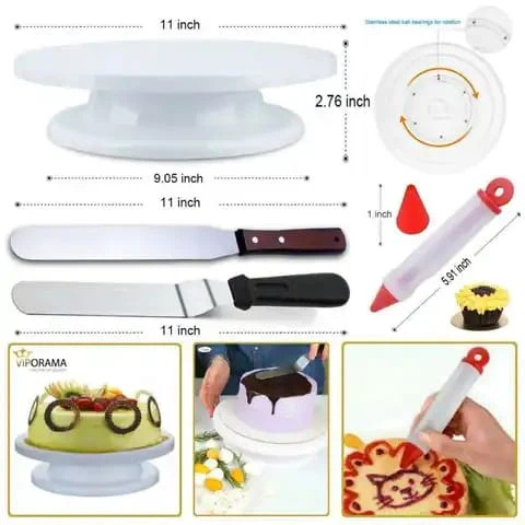 106Pcs Multifunction Cake Turntable Set Cake Decorating Kit Pastry Tube Fondant Tool Dessert Baking 106pcs blue 27.5X27.5X7.4cm