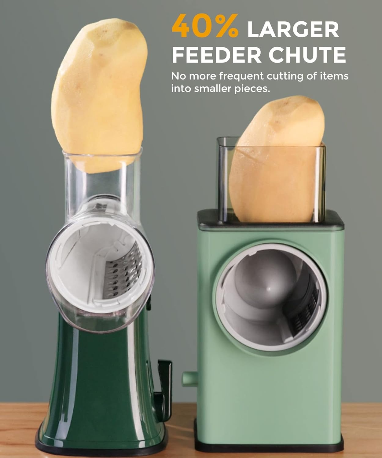 Round Mandoline Slicer for Kitchen Vegetable Slicer Cutter Cheese Shredder with Handle, Enlarged Feeder Chute