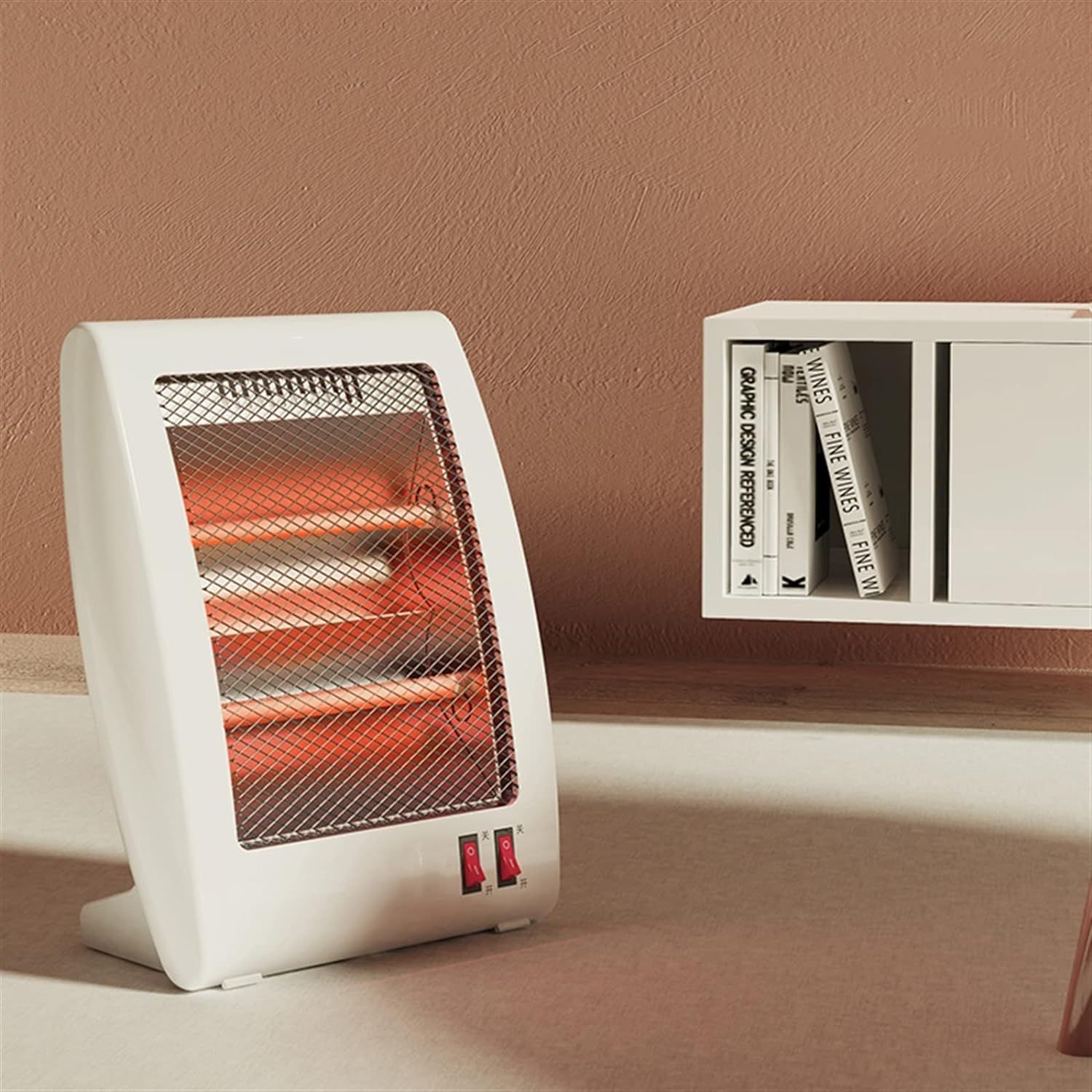 Room Heater Compact Portable Heater, Quartz Tube Heater, 2 settings, Hidden Handle, Great for use in Home, Dorm, Office Desktop, and Kitchen, Tip-Over Switch