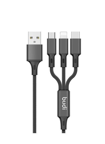 BUDI CAR CHARGER WITH 3-IN-1 CHARGING CABLE (TYPE C, MICRO, iPHONE)