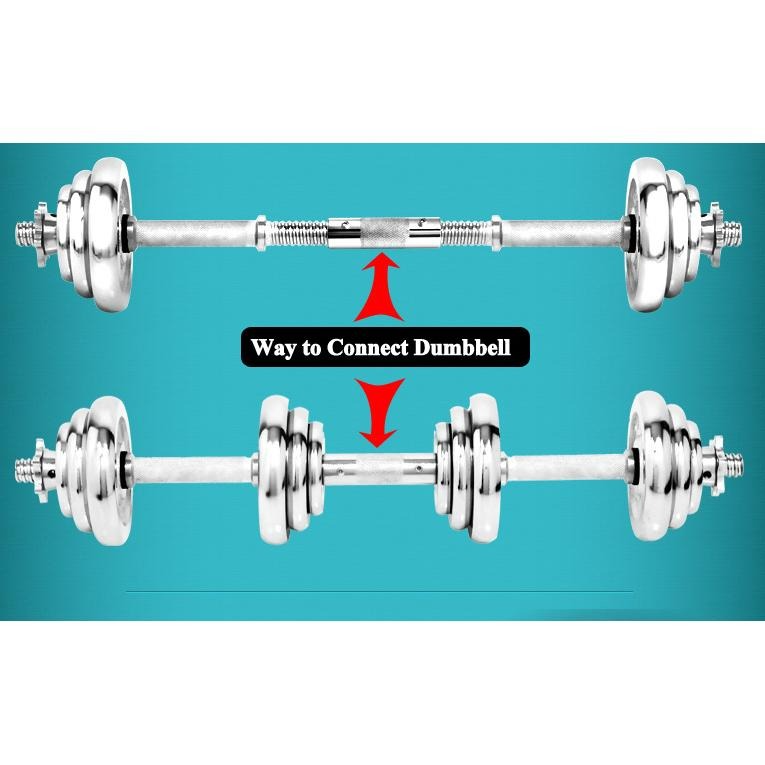 York Chrome Barbell and Dumbbells Set of 2, Chrome Cast Iron Dumbbells, Standard Knurled Handle, Spinlock Collars, Dumbbell Set Weights