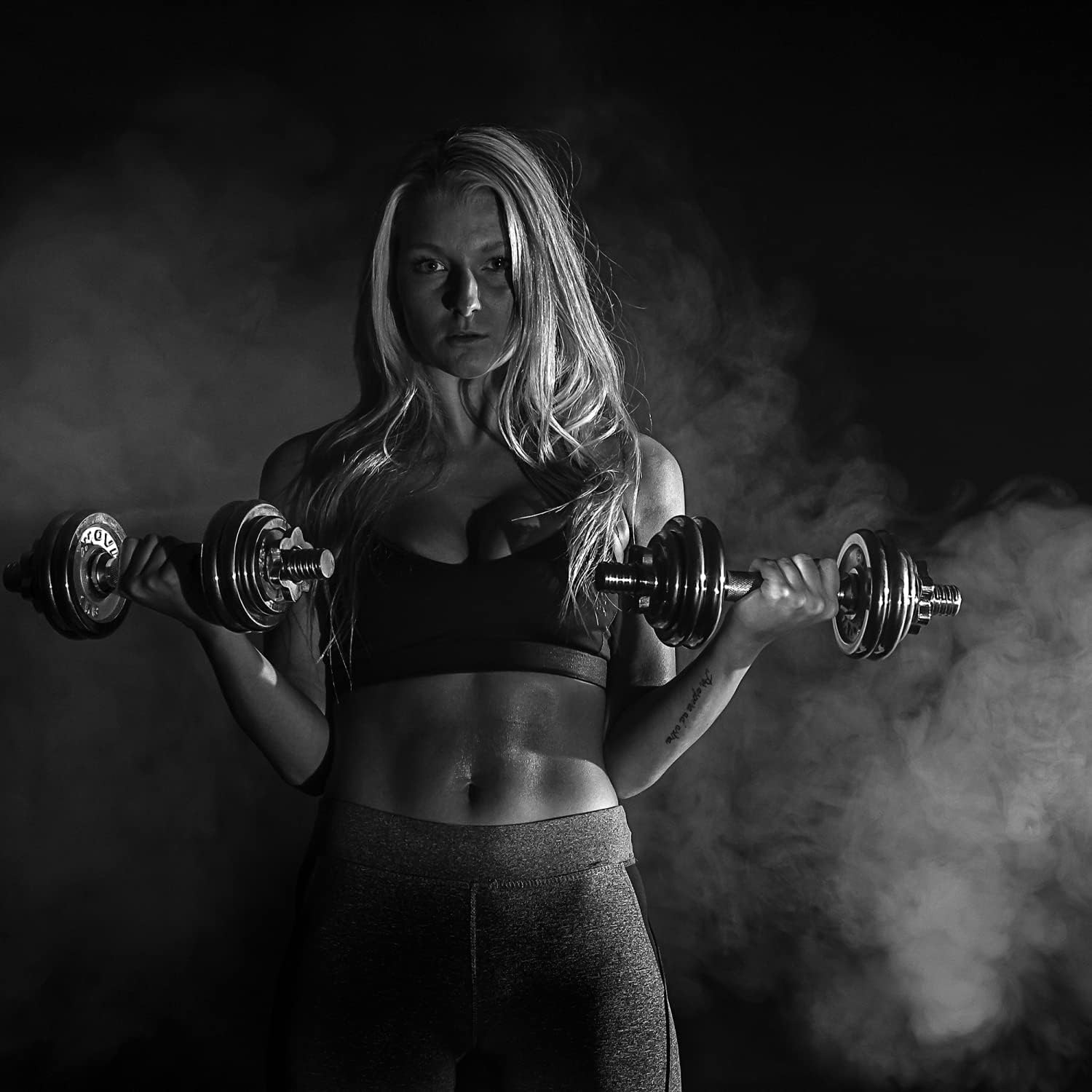 York Chrome Barbell and Dumbbells Set of 2, Chrome Cast Iron Dumbbells, Standard Knurled Handle, Spinlock Collars, Dumbbell Set Weights