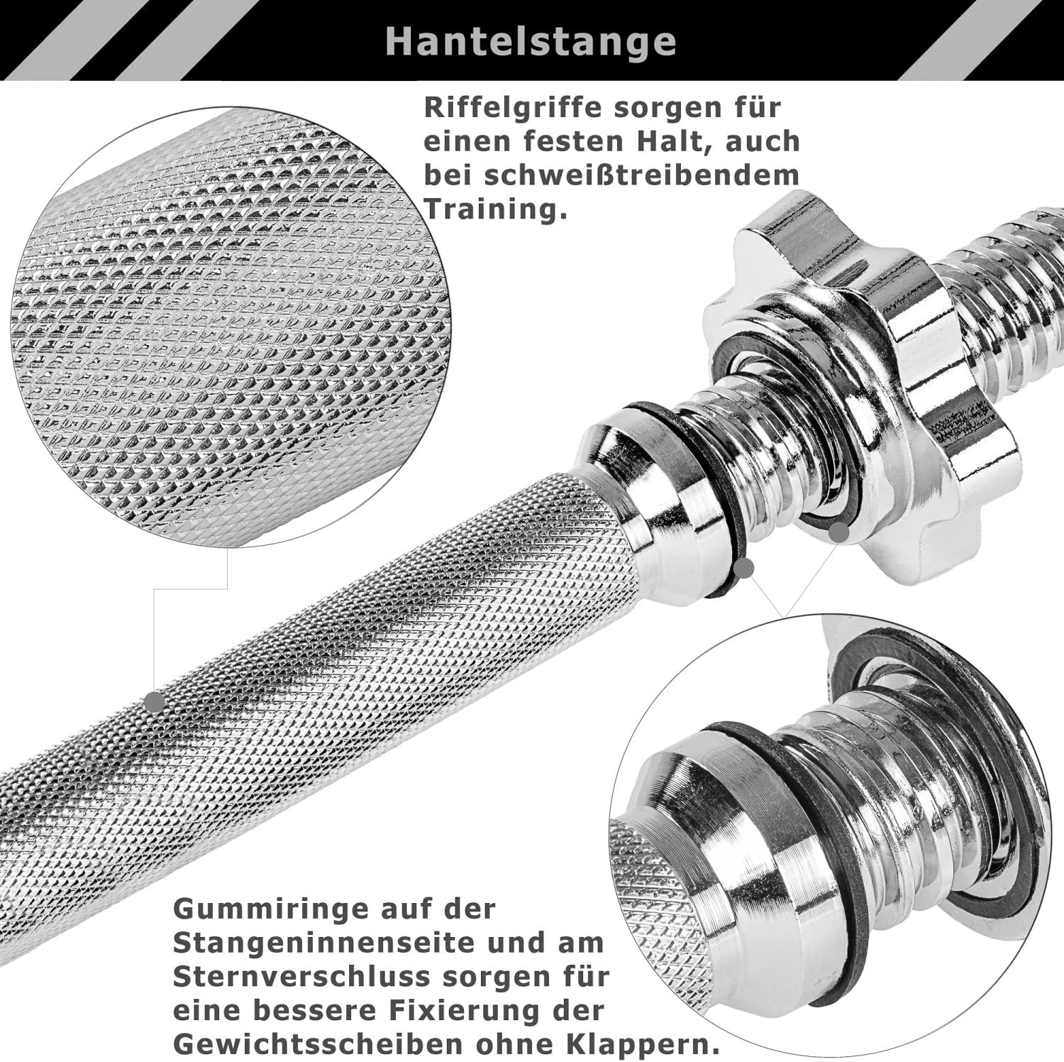 York Chrome Barbell and Dumbbells Set of 2, Chrome Cast Iron Dumbbells, Standard Knurled Handle, Spinlock Collars, Dumbbell Set Weights