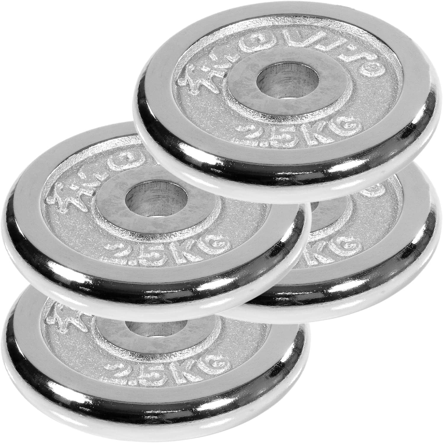 York Chrome Barbell and Dumbbells Set of 2, Chrome Cast Iron Dumbbells, Standard Knurled Handle, Spinlock Collars, Dumbbell Set Weights