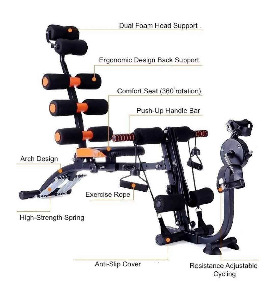 7 In 1 ABS Fitness Machine With Bike Pedals - Home Gym Fitness Bench