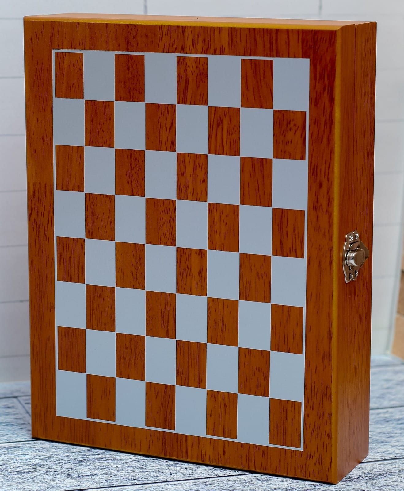 Hip Flask Gift Set with Chess & Chess Play Set in wood board case