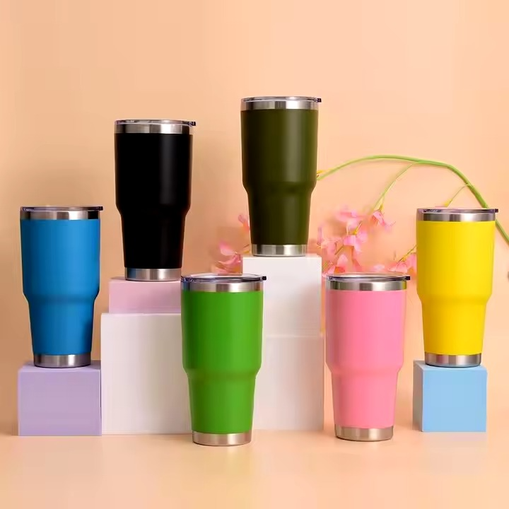850ml Manual Gift Insulated Double Wall Insulation Thermal Vacuum Cup with Leak Proof Lid and Straw