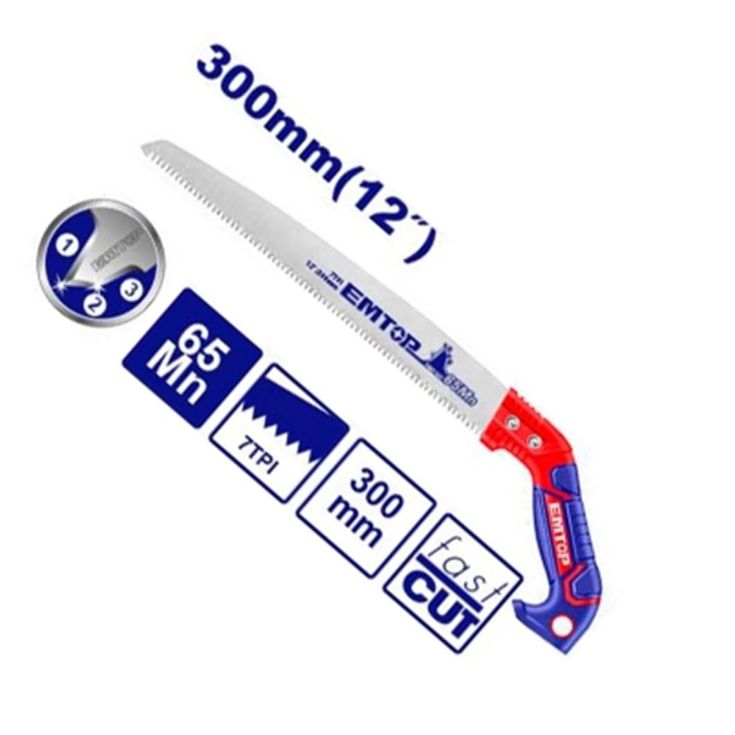 EMTOP Pruning Saw - Blade with Extension Bar Function Triple Ground Teeth, Fast Cutting, Colour Sleeve Packed