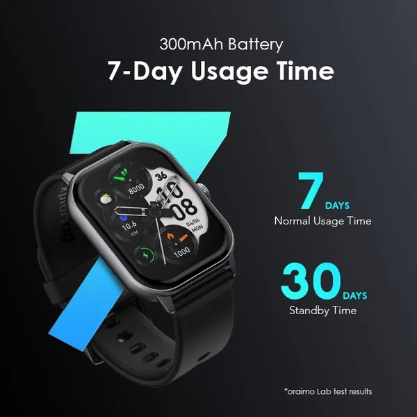 oraimo Watch 5 2.01" HD Panda Glass 1ATM Smart Watch