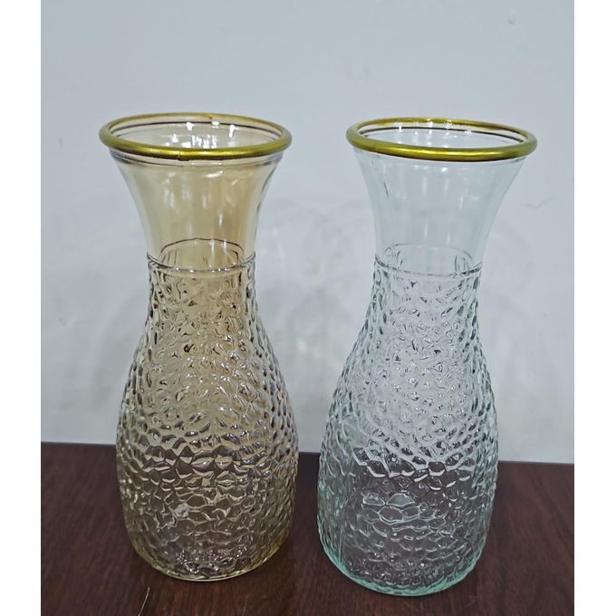 1 PC Gold Line Glass Vase Plants Pot for Party Office Indoor or Home Decoration