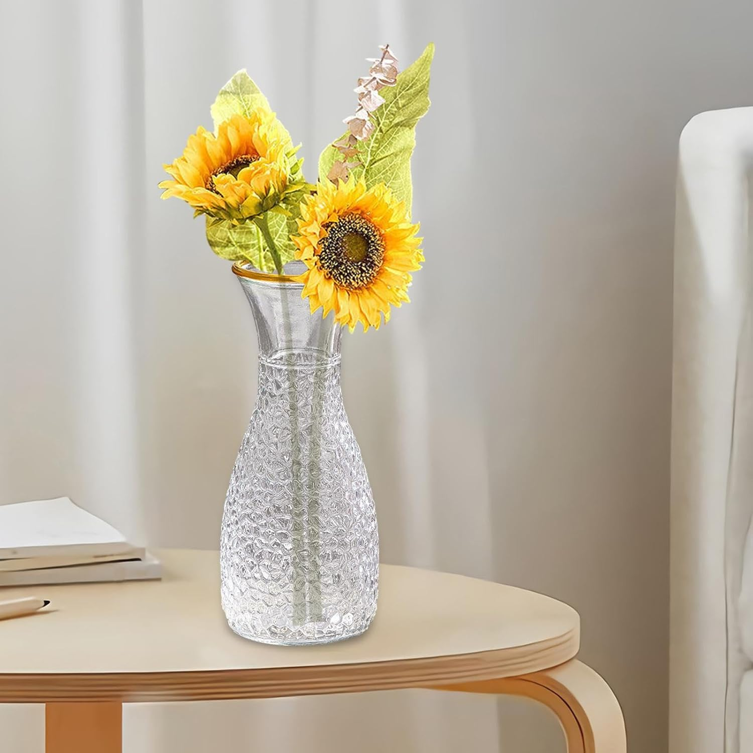 1 PC Gold Line Glass Vase Plants Pot for Party Office Indoor or Home Decoration