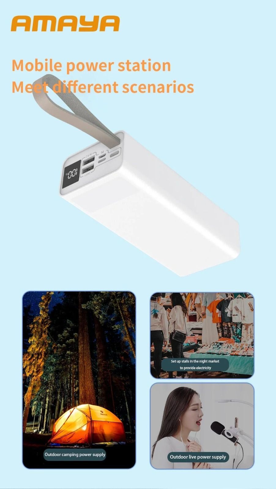 Amaya APW-04 power bank 40000mAh 22.5W super fast charging with flashlight