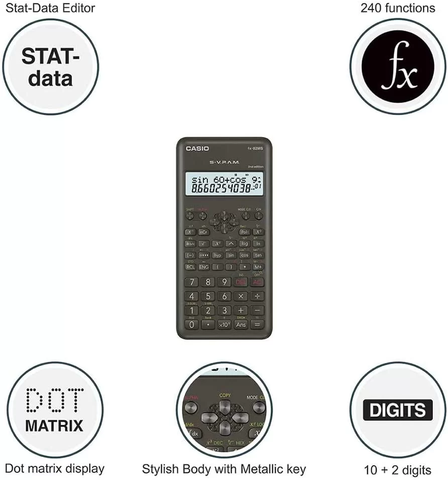 FX-82MS 2- Line Display Scientific Calculator for High School and College Students