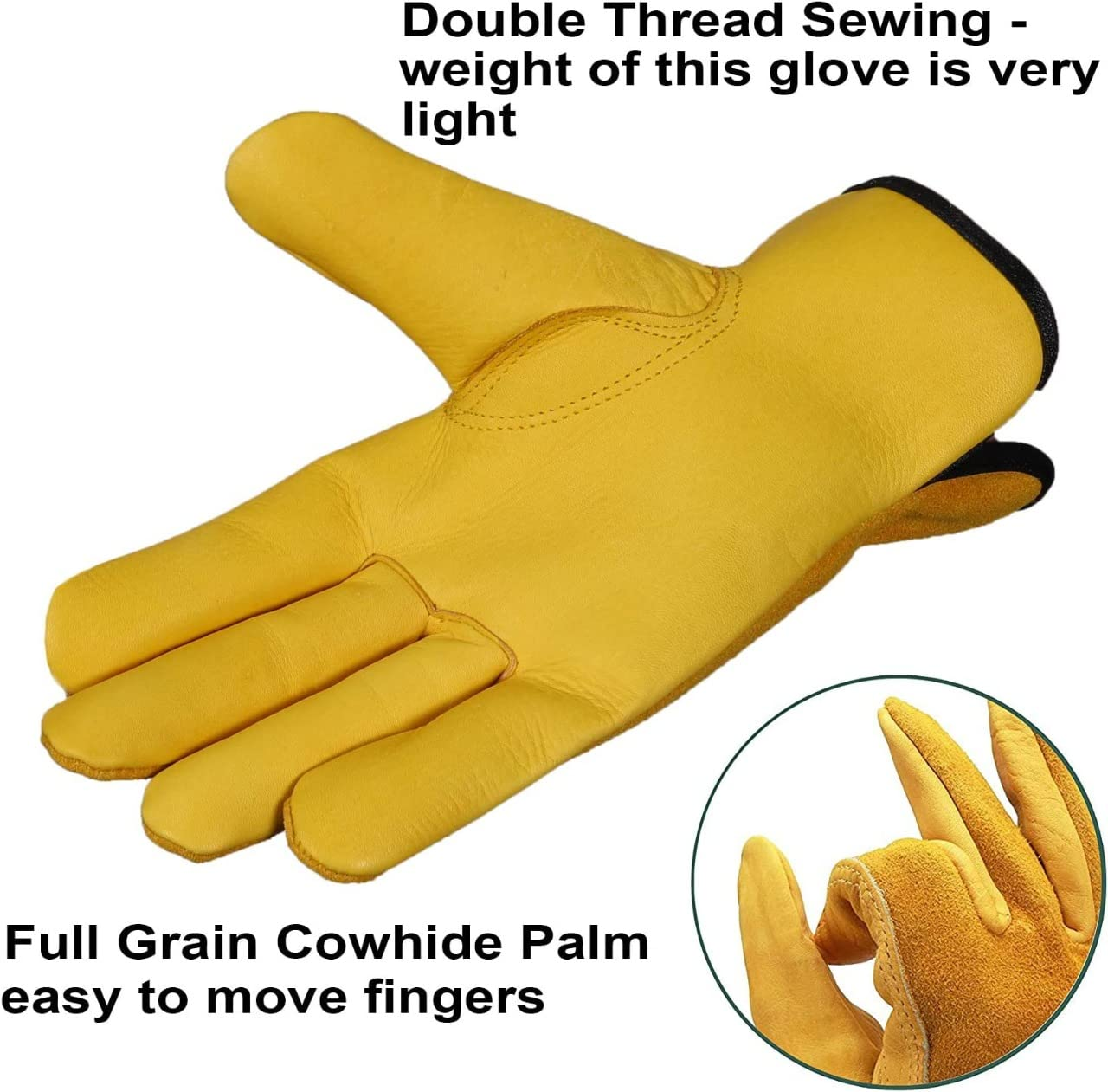 Leather Work Gloves for Work, Garden, Thorn Resistant, Gardening, Heavy Duty Gripper Gloves for Men & Women, Breathable and Flexible Construction