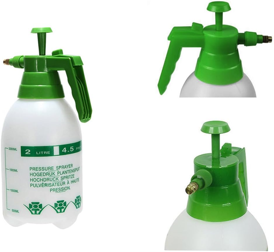 2 Ltr Pressure Spray Bottle Garden Adjustable Chemical Sprayer Handheld Pump Lawn Safety Adjustable Nozzle Watering Spraying Weeds Home Cleaning and Car Washing