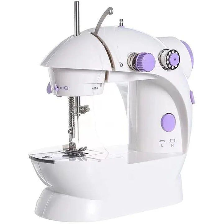 Sewing Machine Mini Portable Household Domestic Night Light Foot Pedal Straight Line Hand Table Two Thread Kit Electric Manual