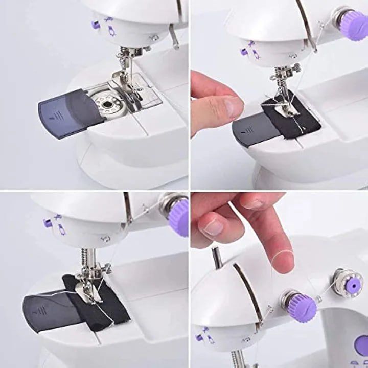 Sewing Machine Mini Portable Household Domestic Night Light Foot Pedal Straight Line Hand Table Two Thread Kit Electric Manual