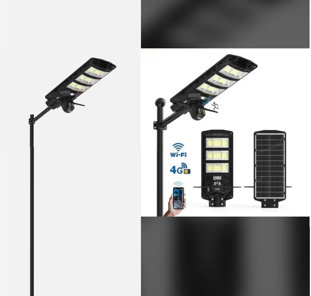 Solar Light 4G Solar powered AI CCTV Camera on 450W LED Solar Street Lamp 100% powered by sola