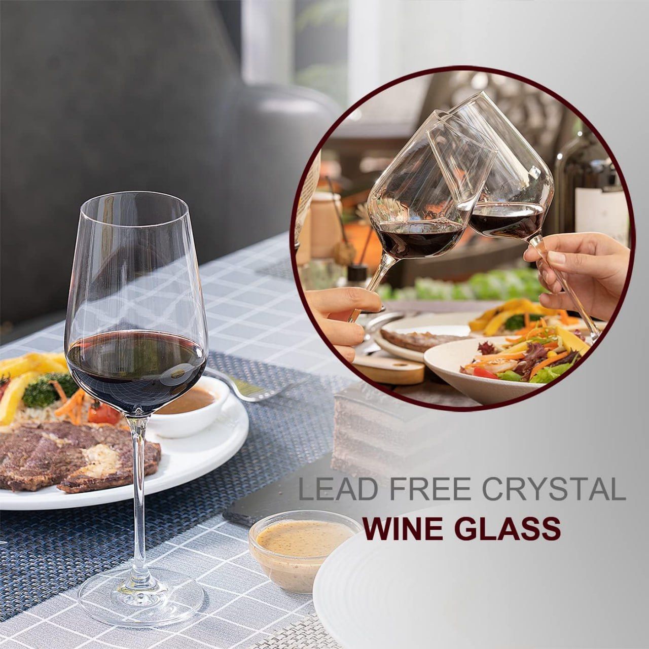 Wine Glasses Set of 6, Crystal Glass with Stem for Drinking Red / White / Cabernet Wine as Gifts Sets