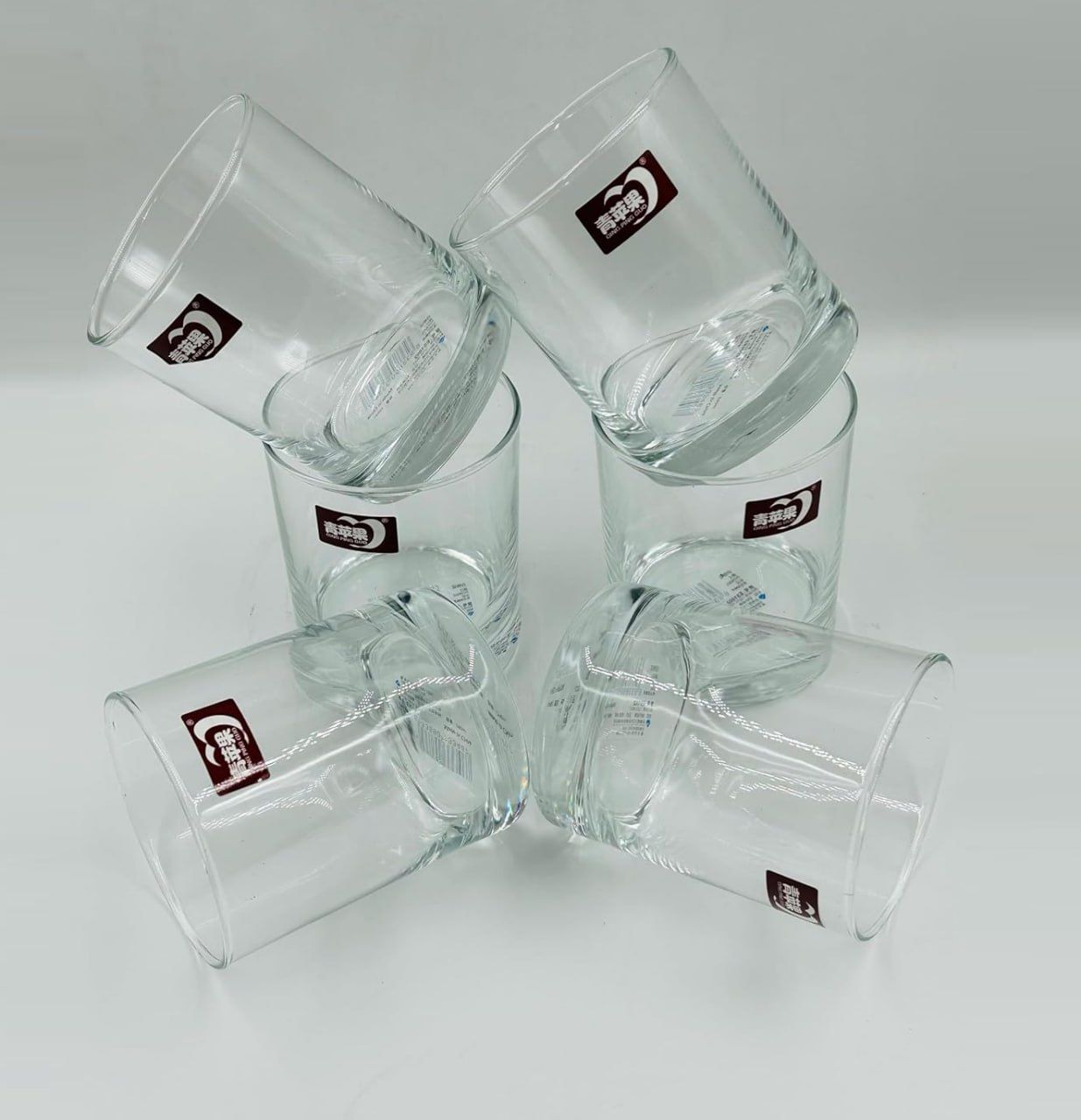 Set of 6 small juice & Whiskey Glasses, 11 oz heavy base glass tumblers, clear and durable small glasses for all drinks and milk