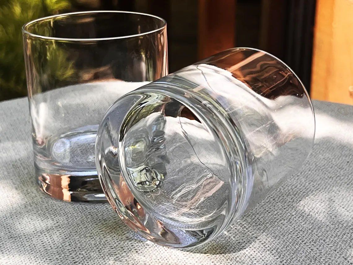 Set of 6 small juice & Whiskey Glasses, 11 oz heavy base glass tumblers, clear and durable small glasses for all drinks and milk