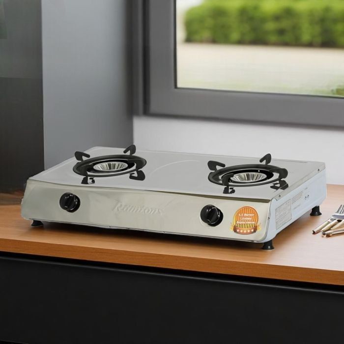 Ramtons stainless steel, 2 Burner Gas Cooker with 1 Year Warranty