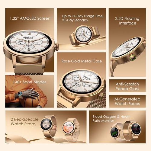 Oraimo Watch Muse OSW-831N – Smartwatch With AMOLED Display, 2 Replaceable Straps, Calling Feature & Waterproof IP68 Rating