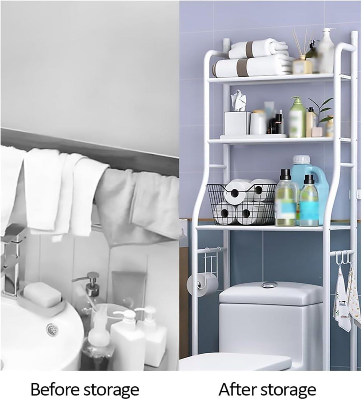 3-Tier Over The Toilet Storage Rack,Multifunctional Bathroom Organizer Over Toilet Shelf